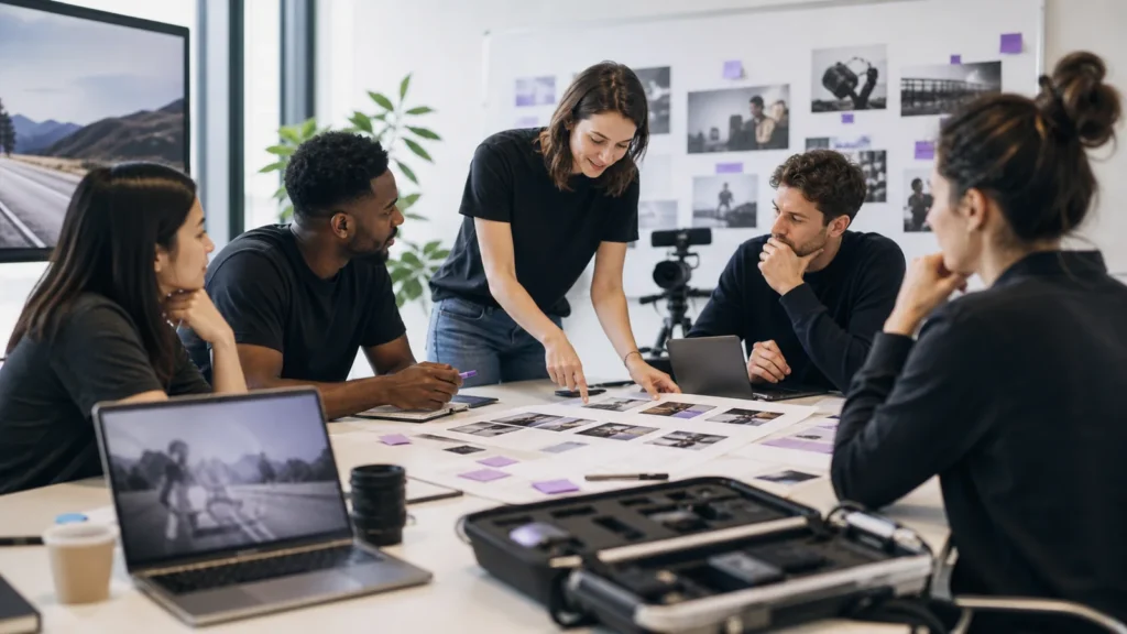 Team planning a product video and campaign content system